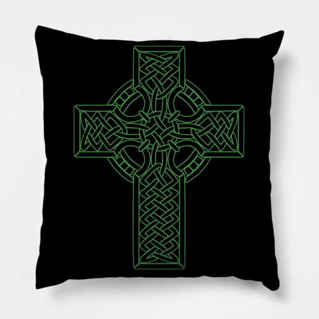 Celtic Green Cross from Medieval Ireland Pillow by DesignsbyZazz