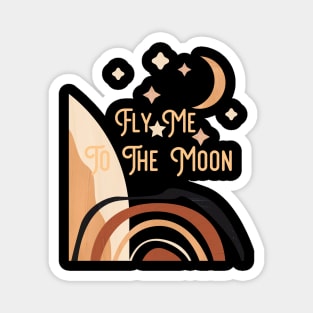 Fly Me To The Moon - Retro 70s Style Landscape Abstract Magnet