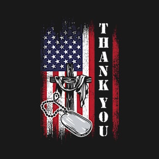 Thank You Vetearan America Flag Gift T-Shirt