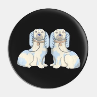 Spaniel dogs, twins, Staffordshire Pottery Style Pin