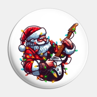 Santa Claus Playing Electric Guitar Pin