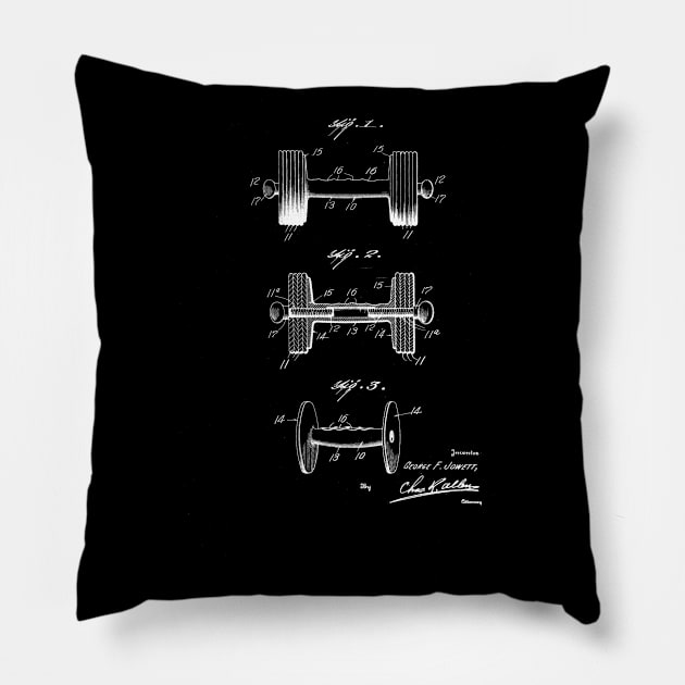 Dumb Bell Vintage Patent Drawing Pillow by TheYoungDesigns