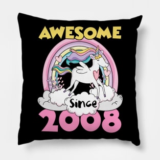 Cute Awesome Unicorn 2008 Funny Gift Pink Pillow