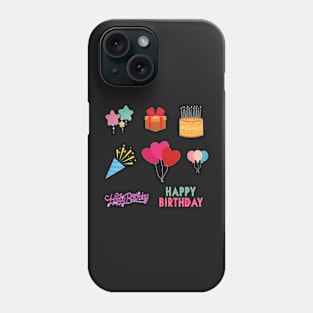 Happy Birthday Stickers Collection Phone Case