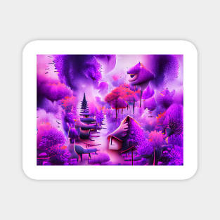 Purple Flower in Forest Art Magnet