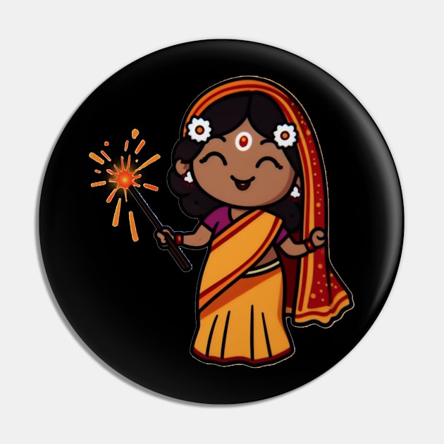 Graceful Celebration: Indian Woman in Traditional Attire with Fireworks Pin by abdelDes