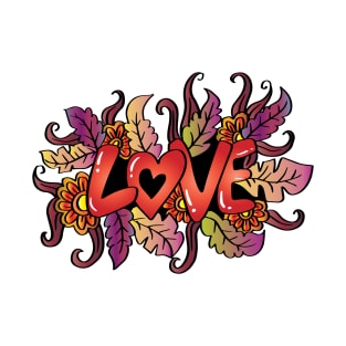 Love word with floral decoration T-Shirt