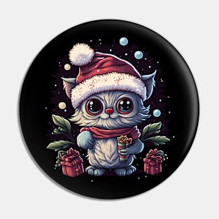 Cute Christmas Cat Santa Hat Pajamas Pj Pin