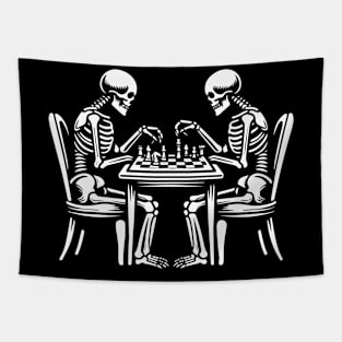 skeletons play chess Tapestry