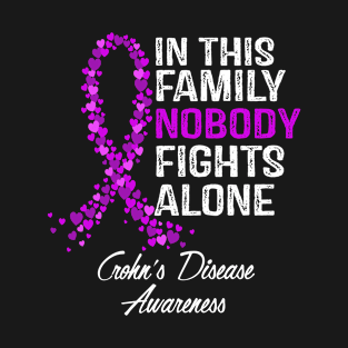 Crohn's Disease Awareness In This Family Nobody Fights Alone T-Shirt