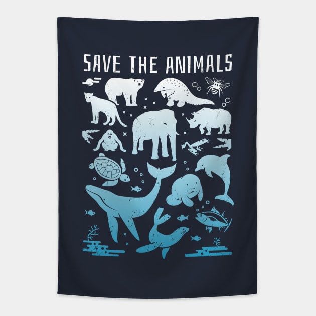 Rare Animals of the World - Save The Animals Tapestry by bangtees