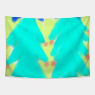 Green yellow Christmas tree art Tapestry