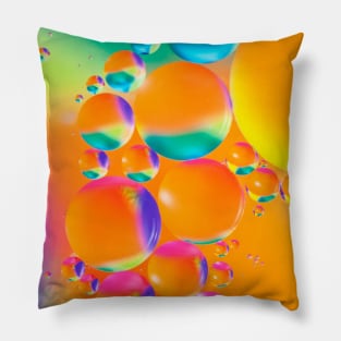 Colorful close up of oil drops in water Pillow