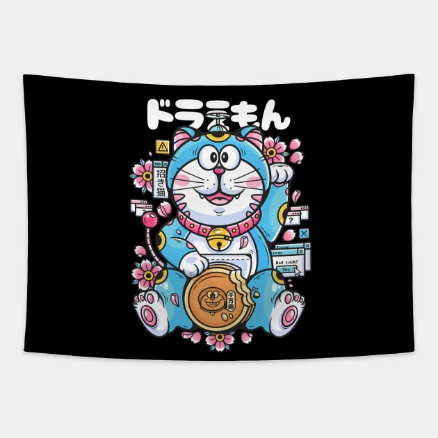 Maneki Neko Doraemon Tapestry by Bear Noise