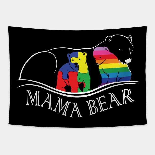 Mama Bear PRIDE and Autism Shirt Tapestry by Ta'veren Tavern