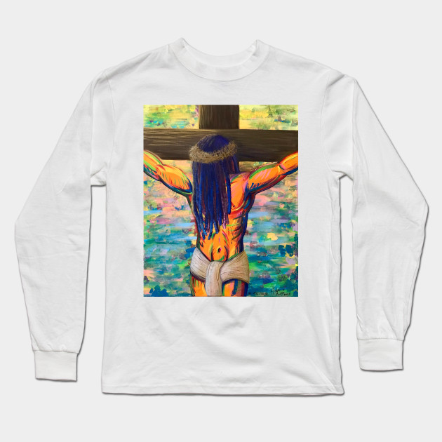 Jesus Christ Colorful Painting Black Jesus On The Cross Long