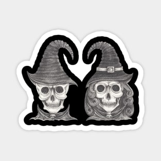 Couple witch and wizard skull. Magnet