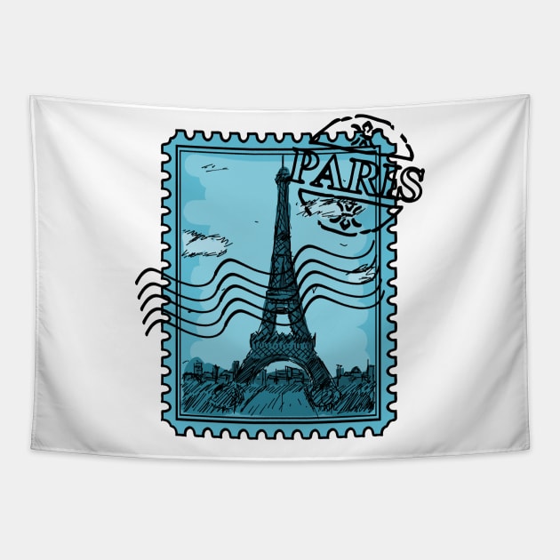 Paris Post Stamp Tapestry by citypanda