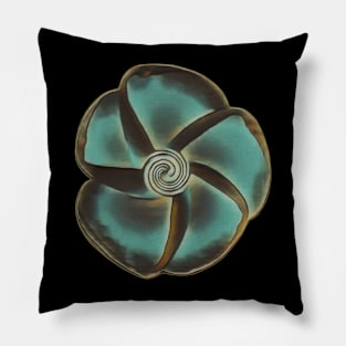 Vintage plumeria bloom twirl, green Pillow