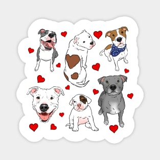 Cute Pitbulls and Hearts Collage Magnet