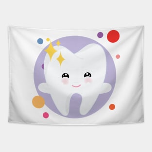 Shiny Happy Clean Tooth Sparking Cute Kawaii Kids Design Tapestry