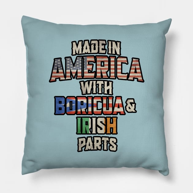 Puerto Rican And Irish Made In America Mix DNA Heritage Vintage Pillow by Just Rep It!!