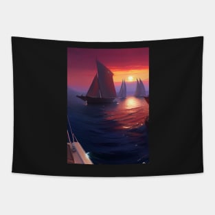 SAILING FLOTILLA AT SUNRISE Tapestry