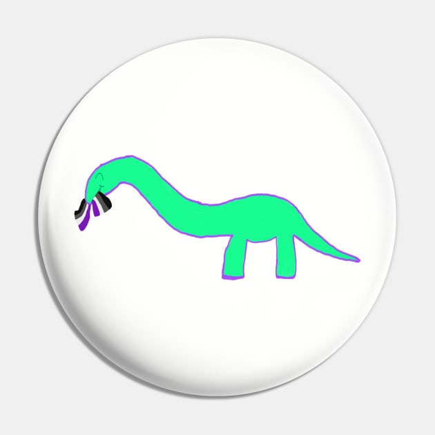 Asexual Longneck dinosaur with pride flag Pin by system51