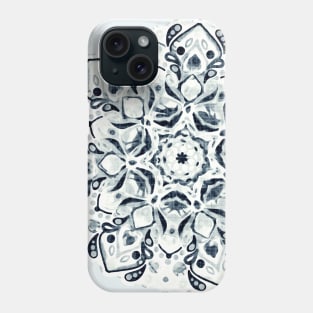 Stained Glass Mandala - Navy & White Phone Case