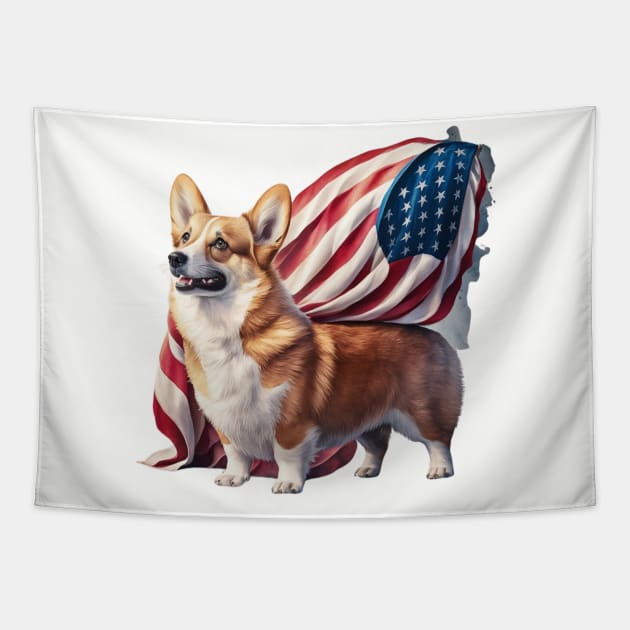 Stars and Stripes Corgi Tapestry by Tees by Confucius