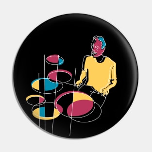 Funny Artistic Style Drummer Pin