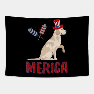 labrador retriever Merica 4th of July T shirt Kids Dog Puppy Tapestry