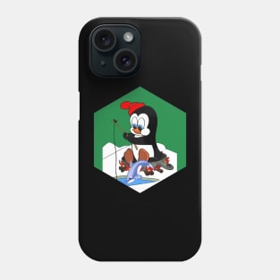 Penguin Cartoon Ice Fishing Pop Art Abstract Print Phone Case