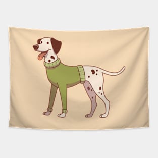 Dalmatian wearing a green sweater Tapestry