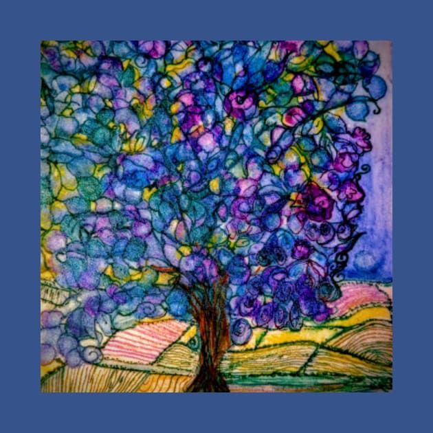 Stained Glass Purple Tree on a Hill by Oddly Cobbled