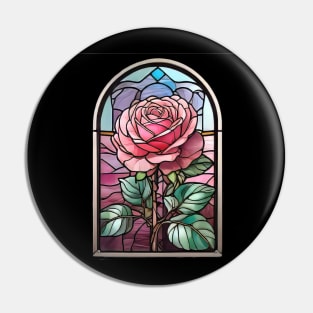 Stained Glass Pink Rose (757) Pin