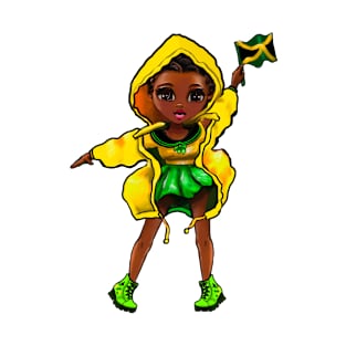 Jamaican girls women Jamaica Pride anime girl Chible Jamaica flag T-Shirt