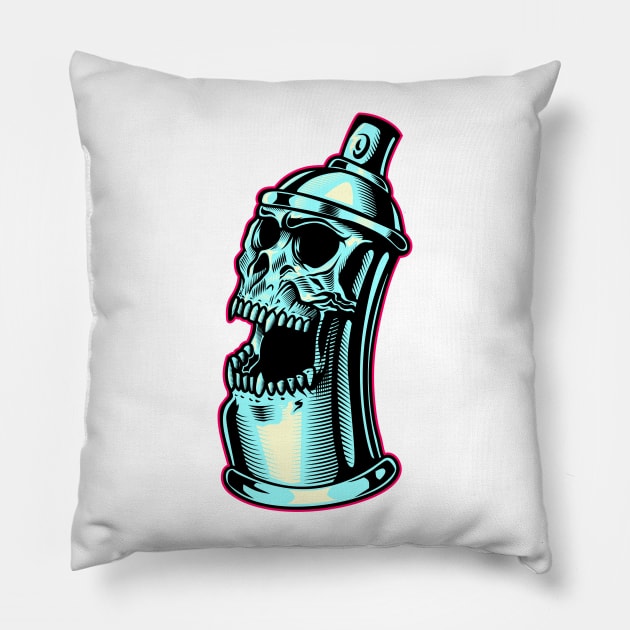 skull can graffiti Pillow by Luckyart11