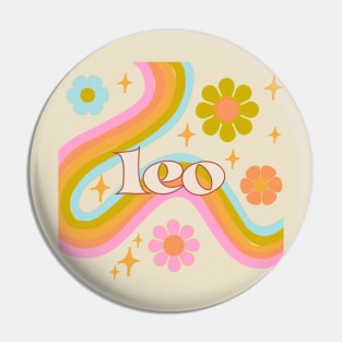 Leo 70s rainbow with flowers Pin