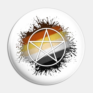 Paint Splatter Gay Bear Pride Flag Pentacle Symbol Pin