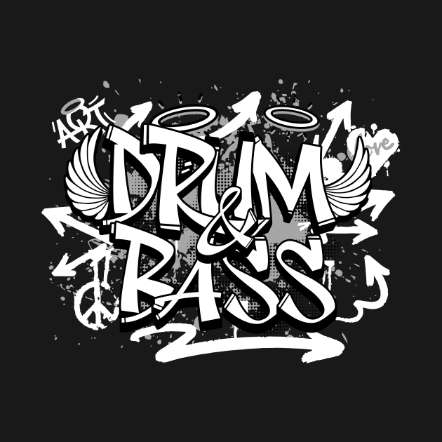 DRUM AND BASS  - Graffiti Steez (grey/white) by DISCOTHREADZ 