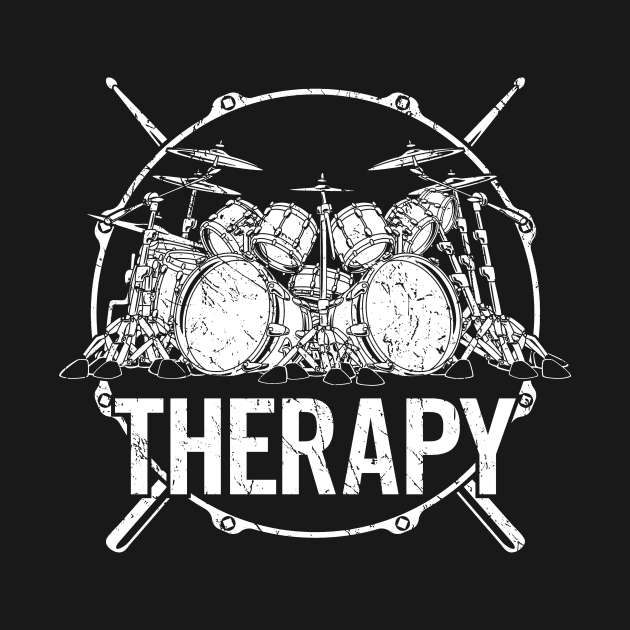 Drummers Therapy Drum Set with Crossed Drum Sticks Cartoon Illustration by hobrath