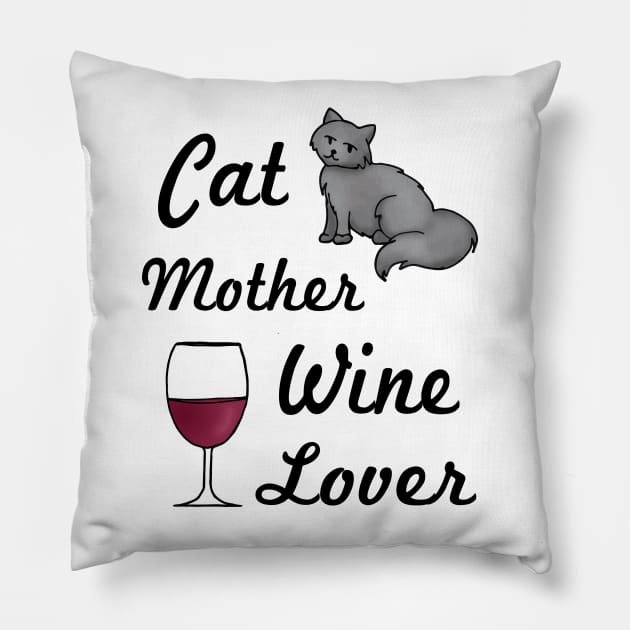 Cat Mother Wine Lover Pillow by julieerindesigns