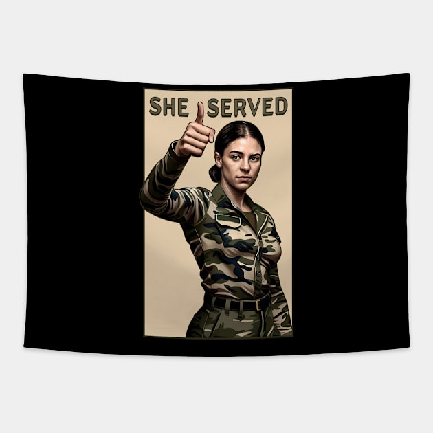 She Served Woman Veteran Tapestry by triggerleo