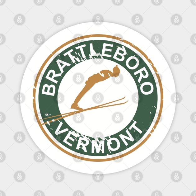Brattleboro Vermont Ski Jumping Distressed Magnet by Drifting Sands