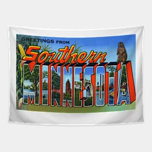 Greetings from Southern Minnesota - Vintage Large Letter Postcard Tapestry