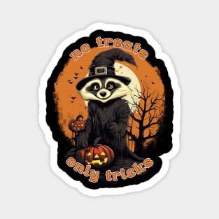 No Treats Only Tricks Raccoon Magnet