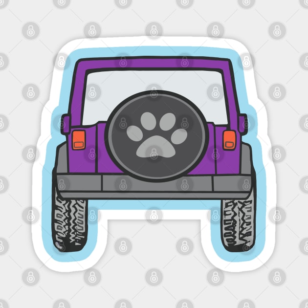 Purple Jeep with Paw Print Cover Magnet by Trent Tides