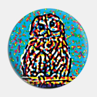 Toot Sweet On Blue - Image Of An Owl On A Perch Pin