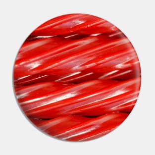 Red Licorice Rope Candy Photo Stripes Pin